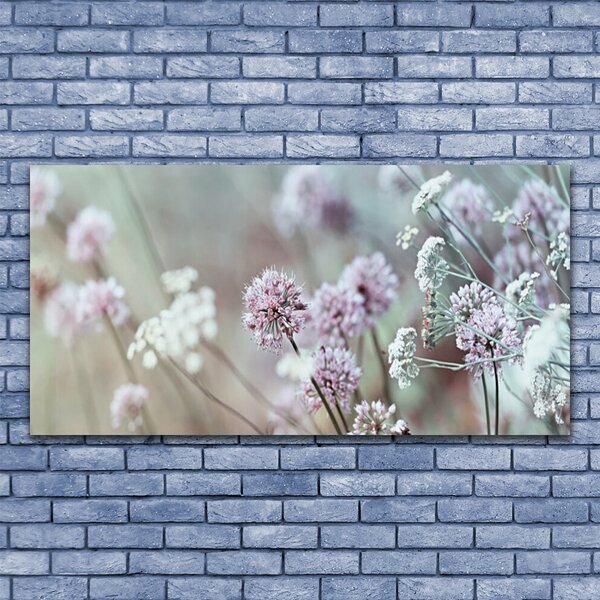 Tablou pe panza canvas Flori Floral Violet Alb