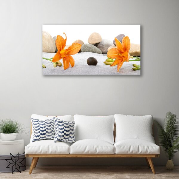 Tablou pe panza canvas Pietrele florale flori gri galben