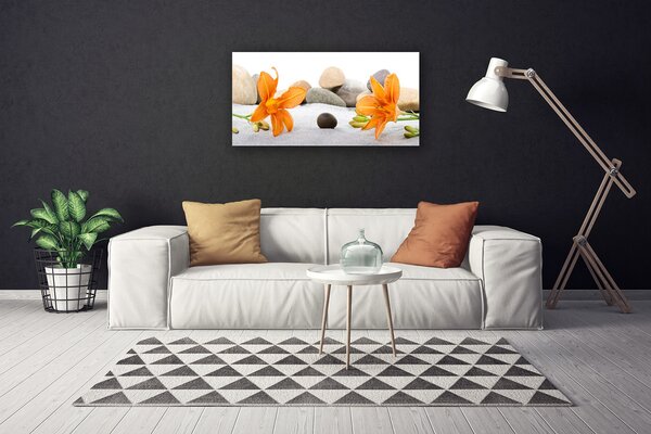 Tablou pe panza canvas Pietrele florale flori gri galben