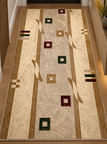 Traversa Hol, Model Lotos 579 110, Festonata la capete, Latime 60 cm, Crem Bej 60 x 200, Dreptunghi