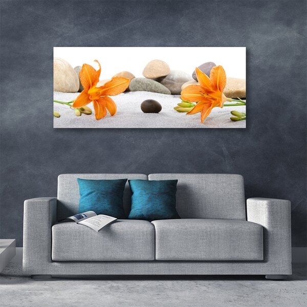 Tablou pe panza canvas Pietrele florale flori gri galben