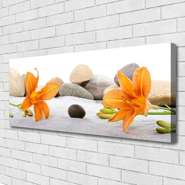 Tablou pe panza canvas Pietrele florale flori gri galben