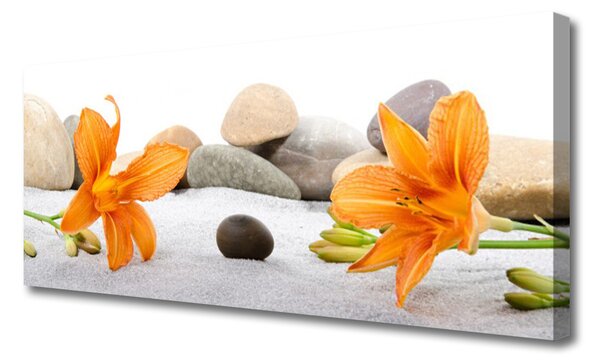 Tablou pe panza canvas Pietrele florale flori gri galben
