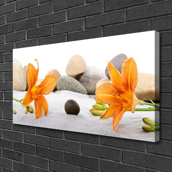 Tablou pe panza canvas Pietrele florale flori gri galben