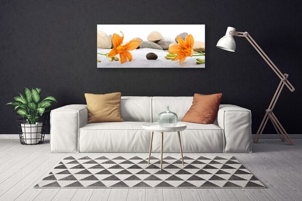 Tablou pe panza canvas Pietrele florale flori gri galben