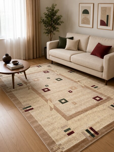 Covor Clasic Sufragerie Dormitor, Model Lotos 579 110, Crem Bej Crem, 150x230