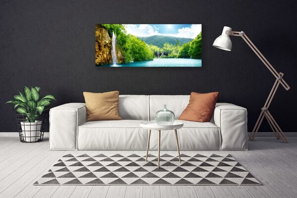 Tablou pe panza canvas Mountain Lake Forest Peisaj Maro Verde Albastru