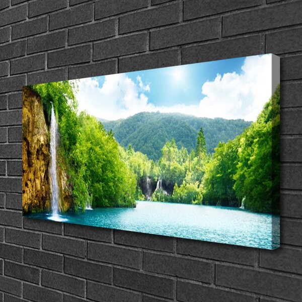 Tablou pe panza canvas Mountain Lake Forest Peisaj Maro Verde Albastru