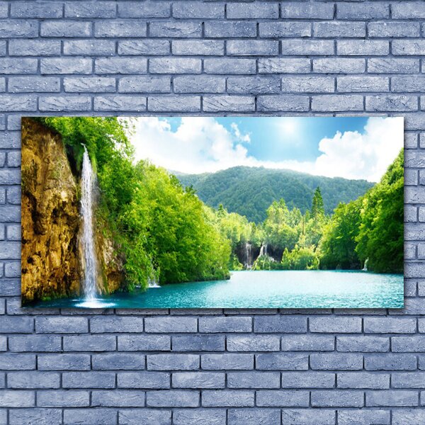 Tablou pe panza canvas Mountain Lake Forest Peisaj Maro Verde Albastru