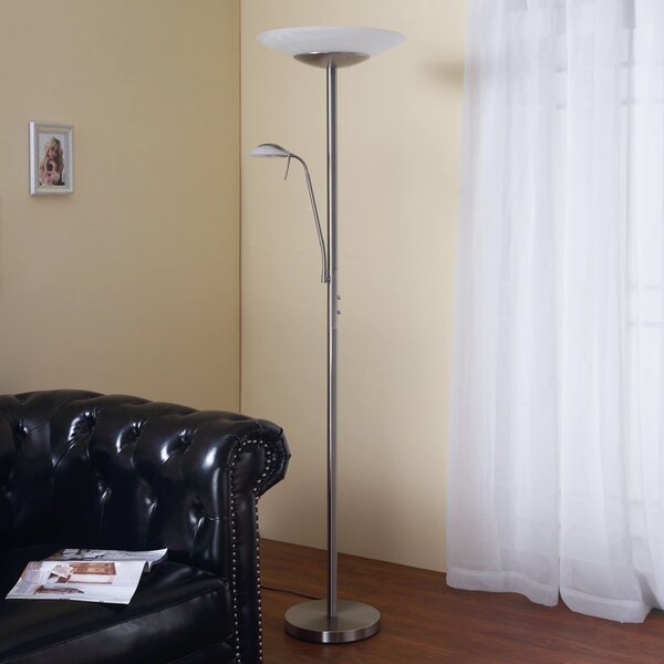 Lindby Lampadar LED Ragna, lampă de citit, nichel, dimabil, reglabil, Metalic, Camera de zi / sufragerie, Metal, Modern, Lumină de lectură