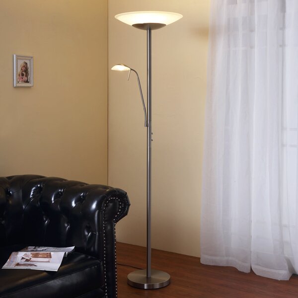 Lindby Lampadar LED Ragna, lampă de citit, nichel, dimabil, reglabil, Metalic, Camera de zi / sufragerie, Metal, Modern, Lumină de lectură
