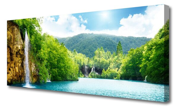 Tablou pe panza canvas Mountain Lake Forest Peisaj Maro Verde Albastru