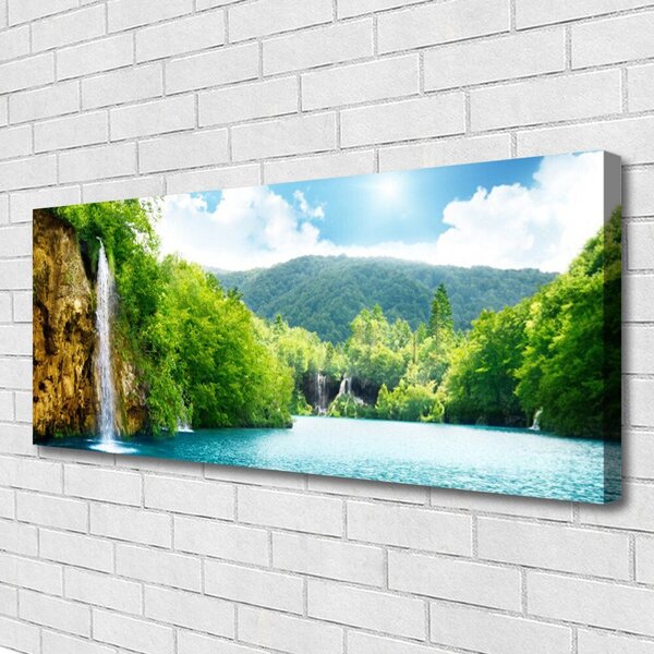 Tablou pe panza canvas Mountain Lake Forest Peisaj Maro Verde Albastru