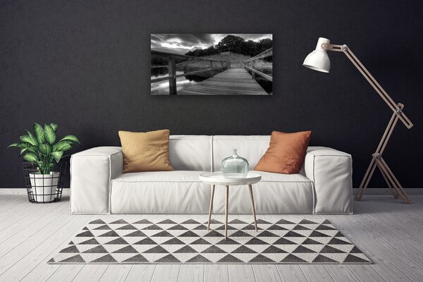Tablou pe panza canvas Podul Lacul Arhitectura Gray