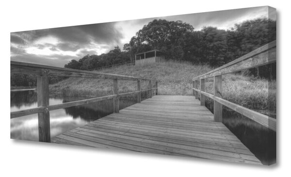 Tablou pe panza canvas Podul Lacul Arhitectura Gray