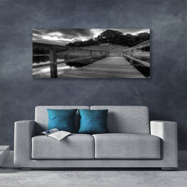 Tablou pe panza canvas Podul Lacul Arhitectura Gray