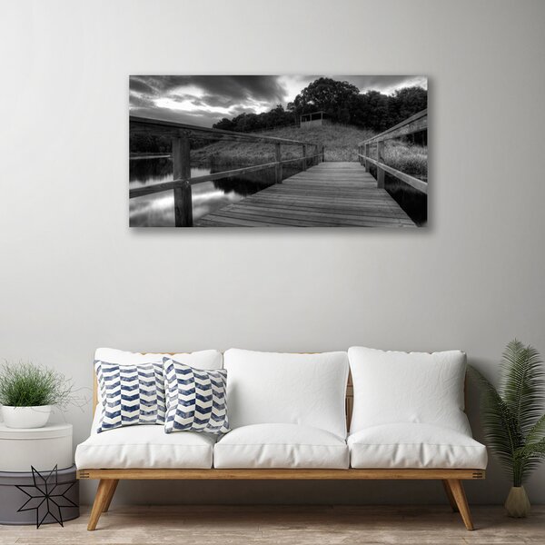 Tablou pe panza canvas Podul Lacul Arhitectura Gray