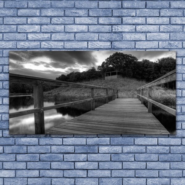 Tablou pe panza canvas Podul Lacul Arhitectura Gray