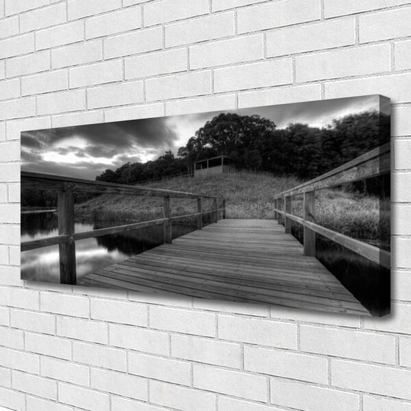 Tablou pe panza canvas Podul Lacul Arhitectura Gray