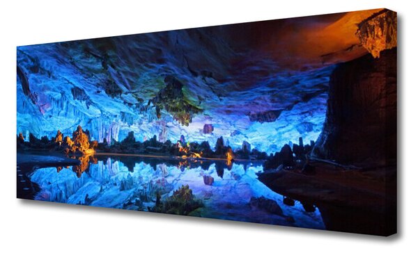 Tablou pe panza canvas Mountain Lake Peisaj Albastru Galben