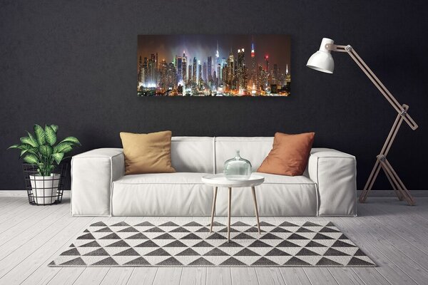Tablou pe panza canvas Oraș Case Brun Galben Alb