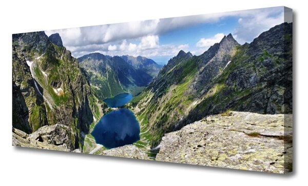 Tablou pe panza canvas Mountain Lake Peisaj Gri Verde Albastru
