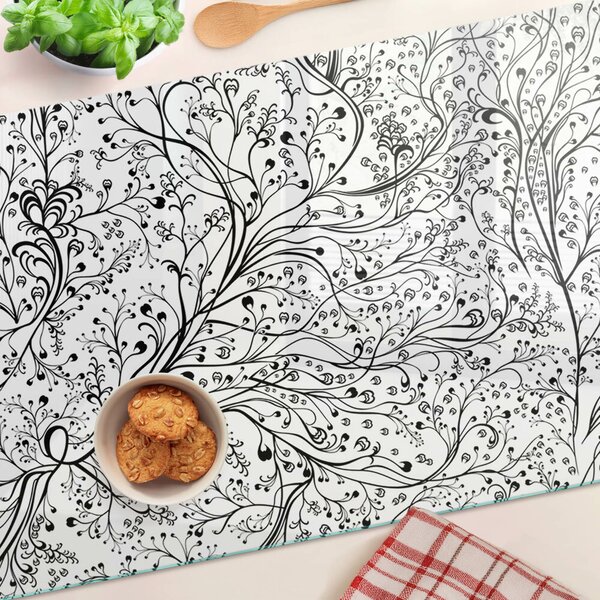 Tocător din sticlă Un model vegetal cu ramuri delicate