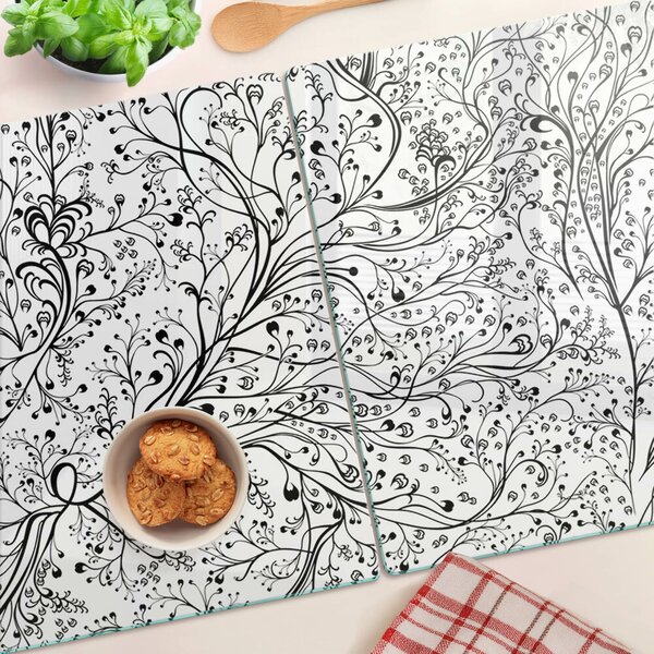 Tocător din sticlă Un model vegetal cu ramuri delicate