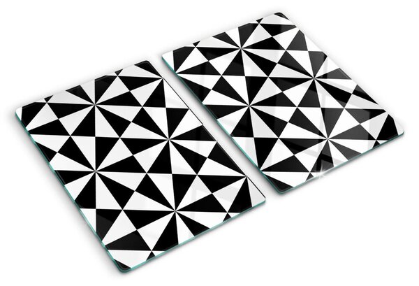 Tocător sticlă Triunghiuri geometrice în alb și negru