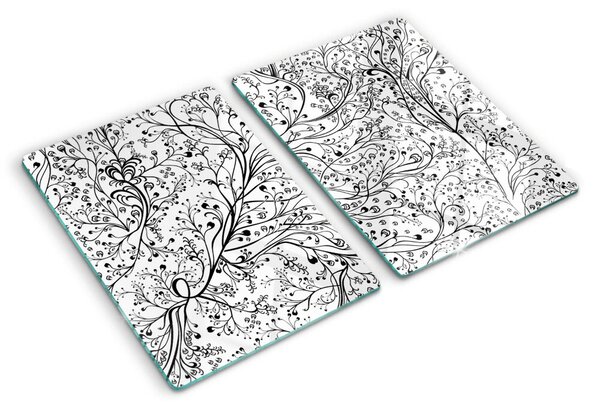 Tocător din sticlă Un model vegetal cu ramuri delicate