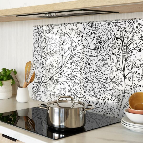 Tocător din sticlă Un model vegetal cu ramuri delicate