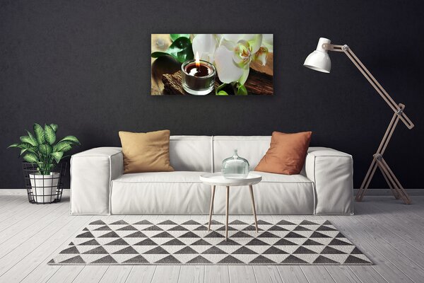 Tablou pe panza canvas Flower Lumânare Floral Alb Negru