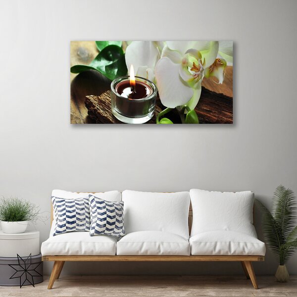 Tablou pe panza canvas Flower Lumânare Floral Alb Negru