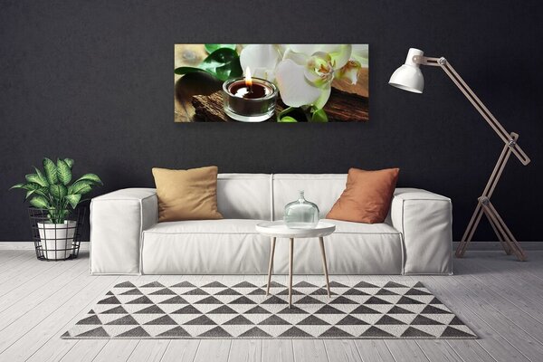 Tablou pe panza canvas Flower Lumânare Floral Alb Negru