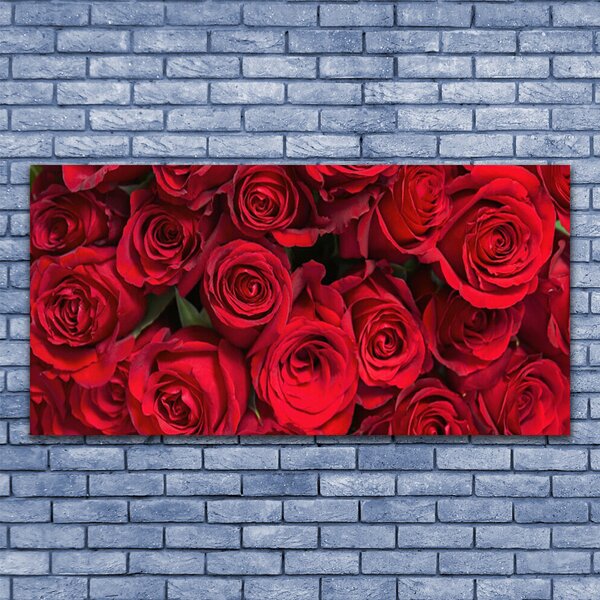 Tablou pe sticla Trandafiri Floral Red