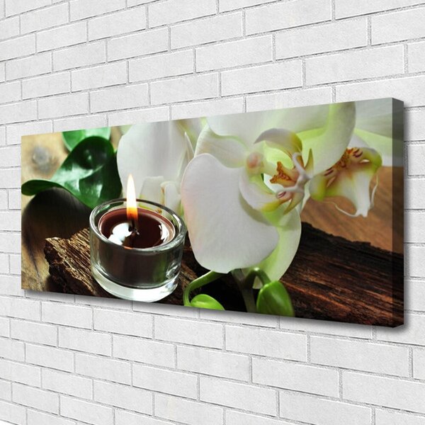 Tablou pe panza canvas Flower Lumânare Floral Alb Negru