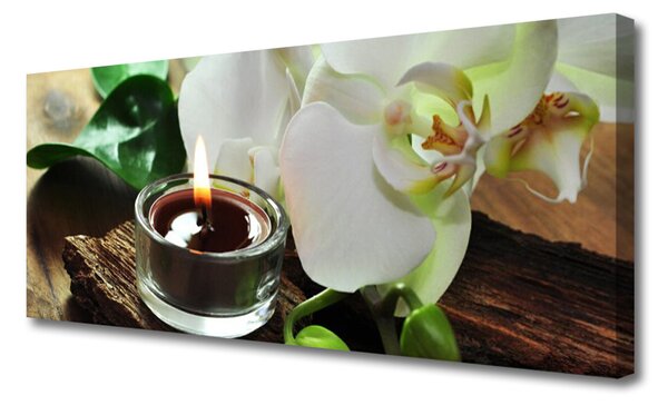 Tablou pe panza canvas Flower Lumânare Floral Alb Negru