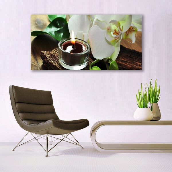 Tablou pe panza canvas Flower Lumânare Floral Alb Negru