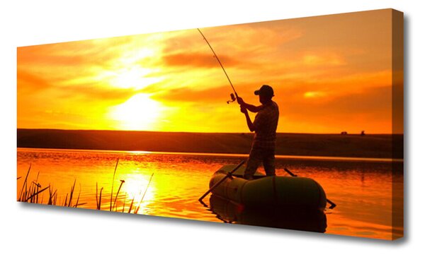 Tablou pe panza canvas Sea Sun Fisherman Peisaj galben