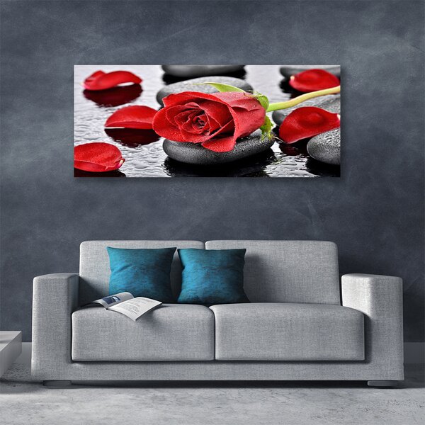 Tablou pe panza canvas Rose pietre Floral Roșu Gri