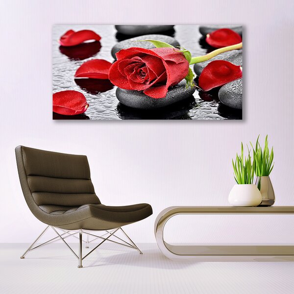 Tablou pe panza canvas Rose pietre Floral Roșu Gri