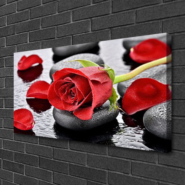Tablou pe panza canvas Rose pietre Floral Roșu Gri