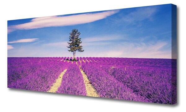 Tablou pe panza canvas Meadow peisaj copac maro roz