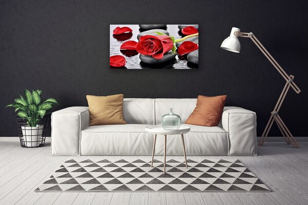 Tablou pe panza canvas Rose pietre Floral Roșu Gri