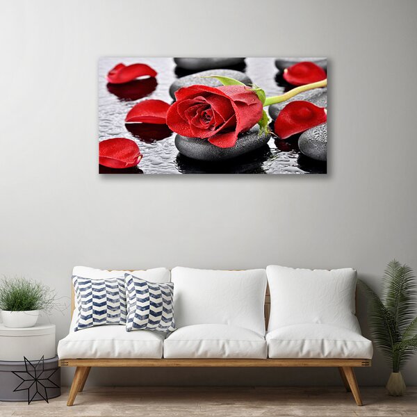 Tablou pe panza canvas Rose pietre Floral Roșu Gri