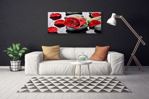 Tablou pe panza canvas Rose pietre Floral Roșu Gri