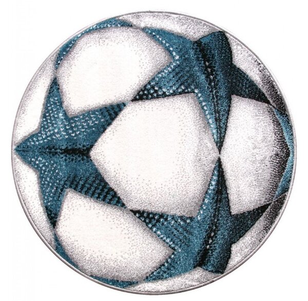 Covoras Rotund Copii, Model Minge Fotbal 11199 190, Dimensiune 67x67 cm, Albastru Rotund, 67x67