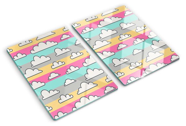 Tocător de bucătărie Nori pe un fundal pastel
