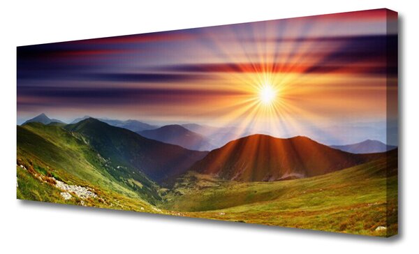 Tablou pe panza canvas Munții Sun Natura Galben Verde
