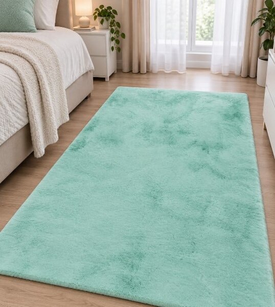 Covor Pufos, Model Blanita Lop 049, Antiderapant, Turcoaz 160 x 230